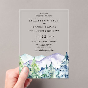 Invitations En Acrylique Mariage Rustic Pine Mountains
