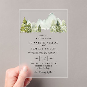 Invitations En Acrylique Mariage Rustic Pine Mountains