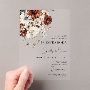 Invitations En Acrylique Mariage rustique en terre cuite espagnol acrylique