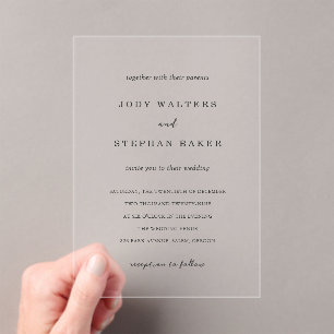 Invitations En Acrylique Mariage Simple Élégant