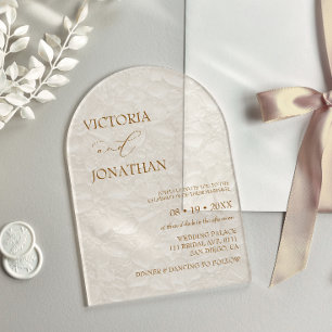 Invitations En Acrylique Mariage simple élégant beige ivoire