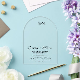 Invitations En Acrylique Mariage simple et élégant avec superposition de mo