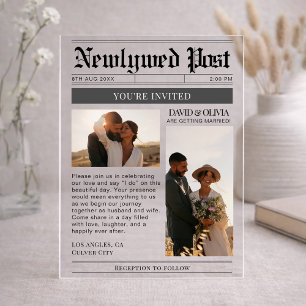 Invitations En Acrylique Mariage Simple Journal Moderne
