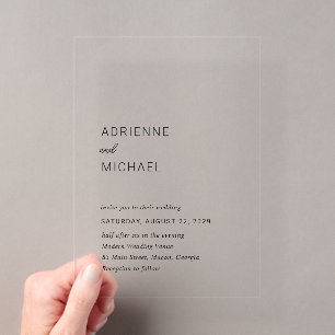 Invitations En Acrylique Mariage Simple Moderne
