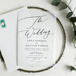 Invitations En Acrylique Mariage simple moderne noir et blanc