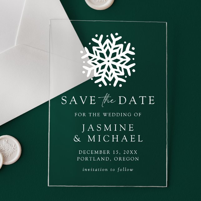 Invitations En Acrylique Mariage Simple Snowflake Enregistrer La Date (Créateur téléchargé)