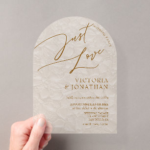 Invitations En Acrylique Mariage simple tendance beige terracotta 
