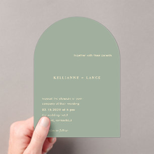 Invitations En Acrylique Mariage Simple Vert Sauge Moderne