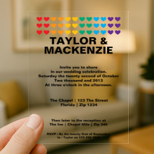 Invitations En Acrylique Mariage Sons Gay Fun Rainbow Fierté