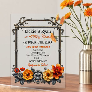 Invitations En Acrylique Mariage sur le thème Steampunk avec engrenages et