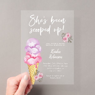 Invitations En Acrylique Mariage Thème Crème Glacée Rose