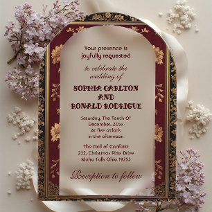 Invitations En Acrylique Mariage traditionnel de Noël en chinoiserie classi