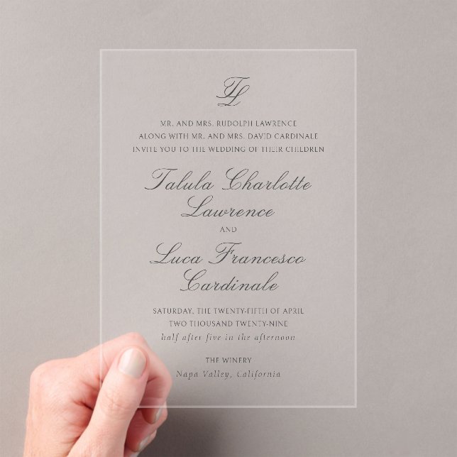Invitations En Acrylique Mariage traditionnel élégant (In situ (ordinateur de poche))