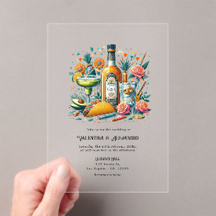 Invitations En Acrylique Mariage Transparent Fiesta Mexicaine Tequila & Tac