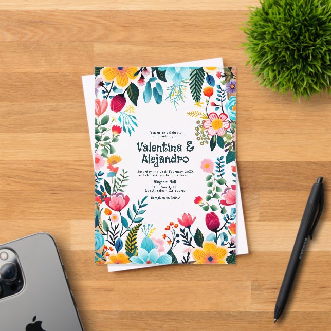 Invitations En Acrylique Mariage transparent mexicain Fleurs de Fiesta (Insitu (Carte d'invitation))