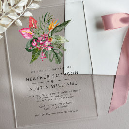 Invitations En Acrylique Mariage tropical coloré