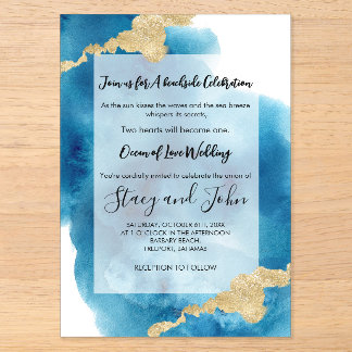 Invitations En Acrylique Mariage tropical île de plage océan aquarelle