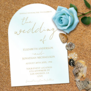 Invitations En Acrylique Mariage Vague Aquarelle Bleue
