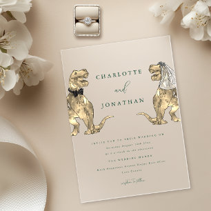 Invitations En Acrylique Mariage vert sur le thème des dinosaures