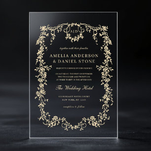 Invitations En Acrylique Mariage Vintage Or Français Victorien