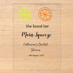 Invitations En Acrylique Mariée au citron Main Squeeze personnalisable