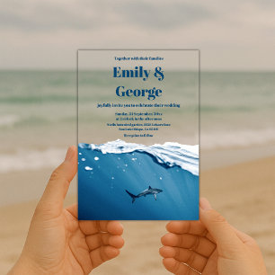 Invitations En Acrylique Marine Côtière Sous La Mer Shark Beach Mariage