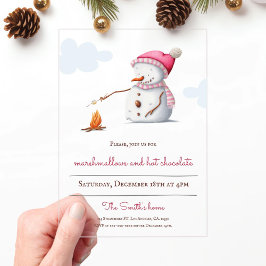 Invitations En Acrylique Marshmallows Hot Chocolat Snowman Holiday