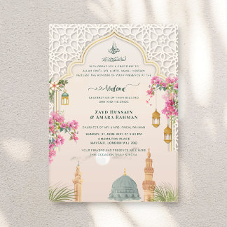 Invitations En Acrylique Masjid An-Nabawi Walima | Mariage islamique de lux