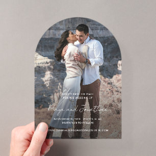 Invitations En Acrylique Maya Simple Photo Mariage moderne Enregistrer la d