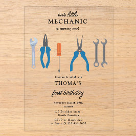 Invitations En Acrylique Mécanique automobile Outils de l'automobile Garçon