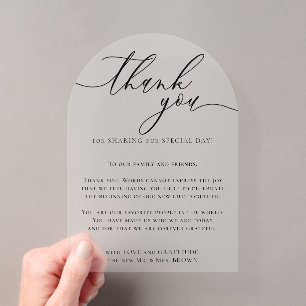 Invitations En Acrylique Merci mariage moderne