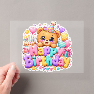 Invitations En Acrylique Mignon Kawaii Joyeux Anniversaire Ours en Peluche 