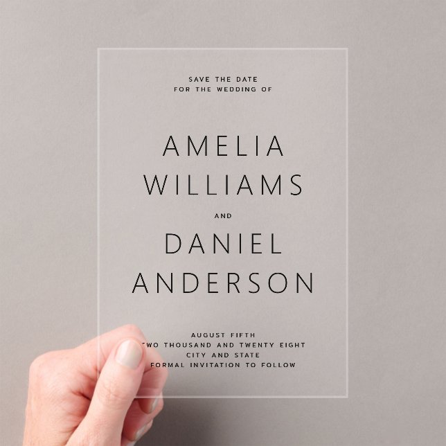 Invitations En Acrylique minimaliste moderne (In situ (ordinateur de poche))