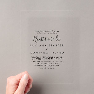 Invitations En Acrylique Minimaliste Nuestra Boda Mariage