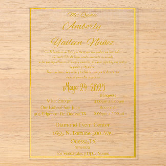 INVITATIONS EN ACRYLIQUE MIS QUINCE