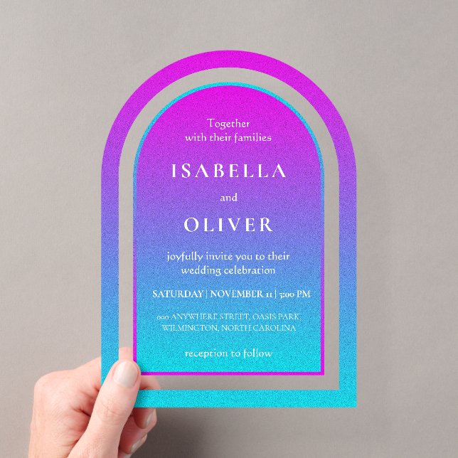 Invitations En Acrylique Misty rose and light sky blue gradient wedding (In situ (ordinateur de poche))