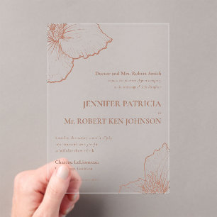 Invitations En Acrylique Mocha Mousse Clematis Botanique Mariage officiel