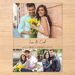 Invitations En Acrylique MOD Para Photo Trio Enregistrer la Date