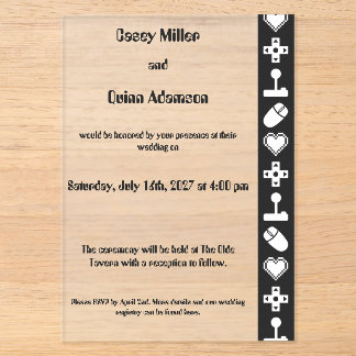 Invitations En Acrylique Mode multijoueur en mariage en acrylique noir