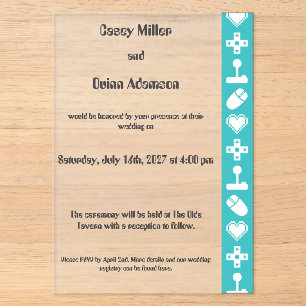 Invitations En Acrylique Mode multijoueur en turquoise Acrylique Mariage