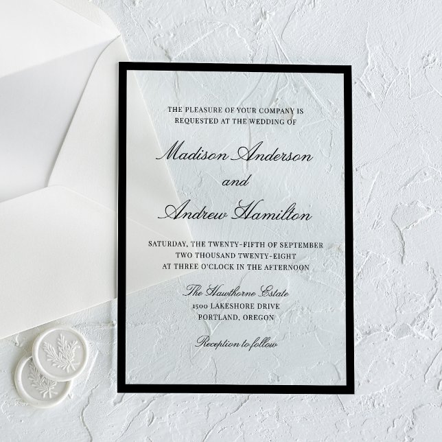 Invitations En Acrylique Modern Black Border Wedding (Créateur téléchargé)