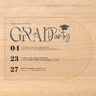 Invitations En Acrylique Modern Custom Graduation Party Invite