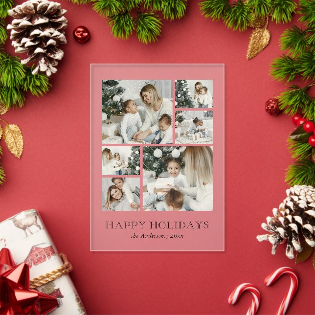 Invitations En Acrylique Modern Family Photo Collage Christmas Holiday Card (Insitu (vacances))