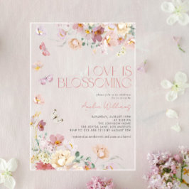 Invitations En Acrylique Modern Love is Blossoming Pink Bridal Shower