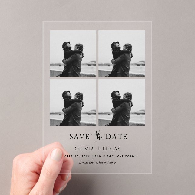 Invitations En Acrylique Modern Photo Collage Wedding Save The Date (In situ (ordinateur de poche))
