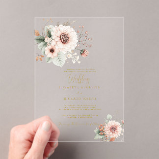 Invitations En Acrylique Modern Trendy Dusty Rose Blush Wedding 