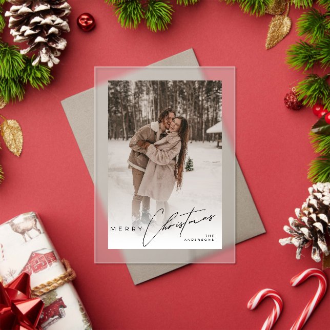 Invitations En Acrylique Modern Trendy Photo Elegant Script Christmas Card (Insitu (vacances))