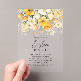 Invitations En Acrylique Modern Yellow Spring Floral Easter Dinner