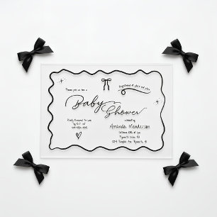 Invitations En Acrylique Moderne Chic Minimaliste Baby Shower Noir Blanc Nœ