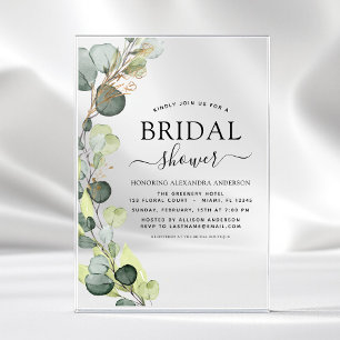 Invitations En Acrylique Moderne douche de mariée botanique eucalyptus rust
